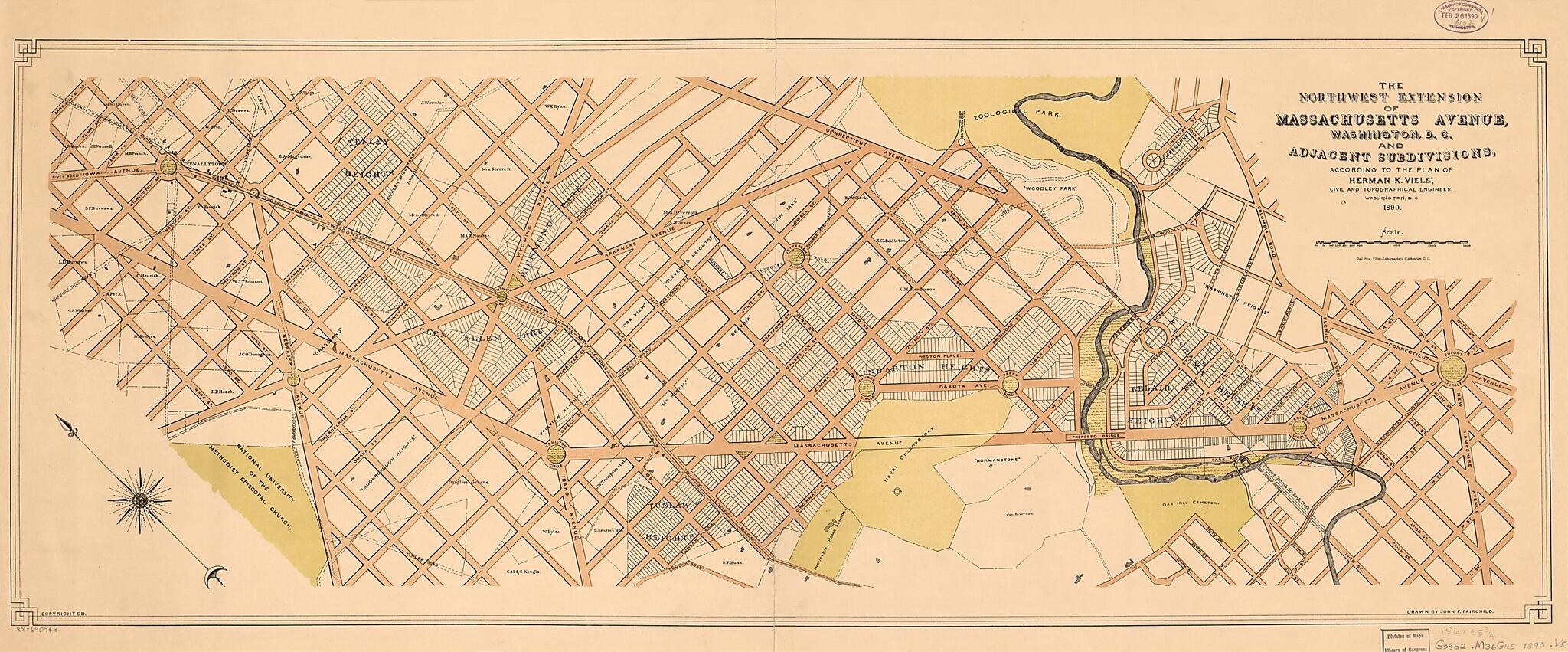 This old map of The Northwest Extension of Massachusetts Avenue, Washington, D.C., and Adjacent Subdivisions from 1890 was created by John F. Fairchild, Herman K. Vielé in 1890