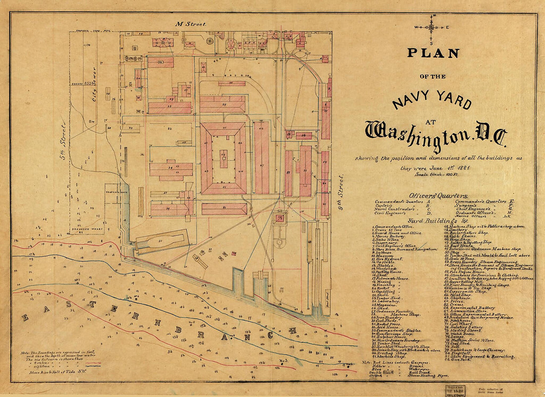 This old map of Plan of the Navy Yard at Washington, D.C. : Showing the Position and Dimensions of All the Buildings As They Were June 1st from 1881 was created by in 1881