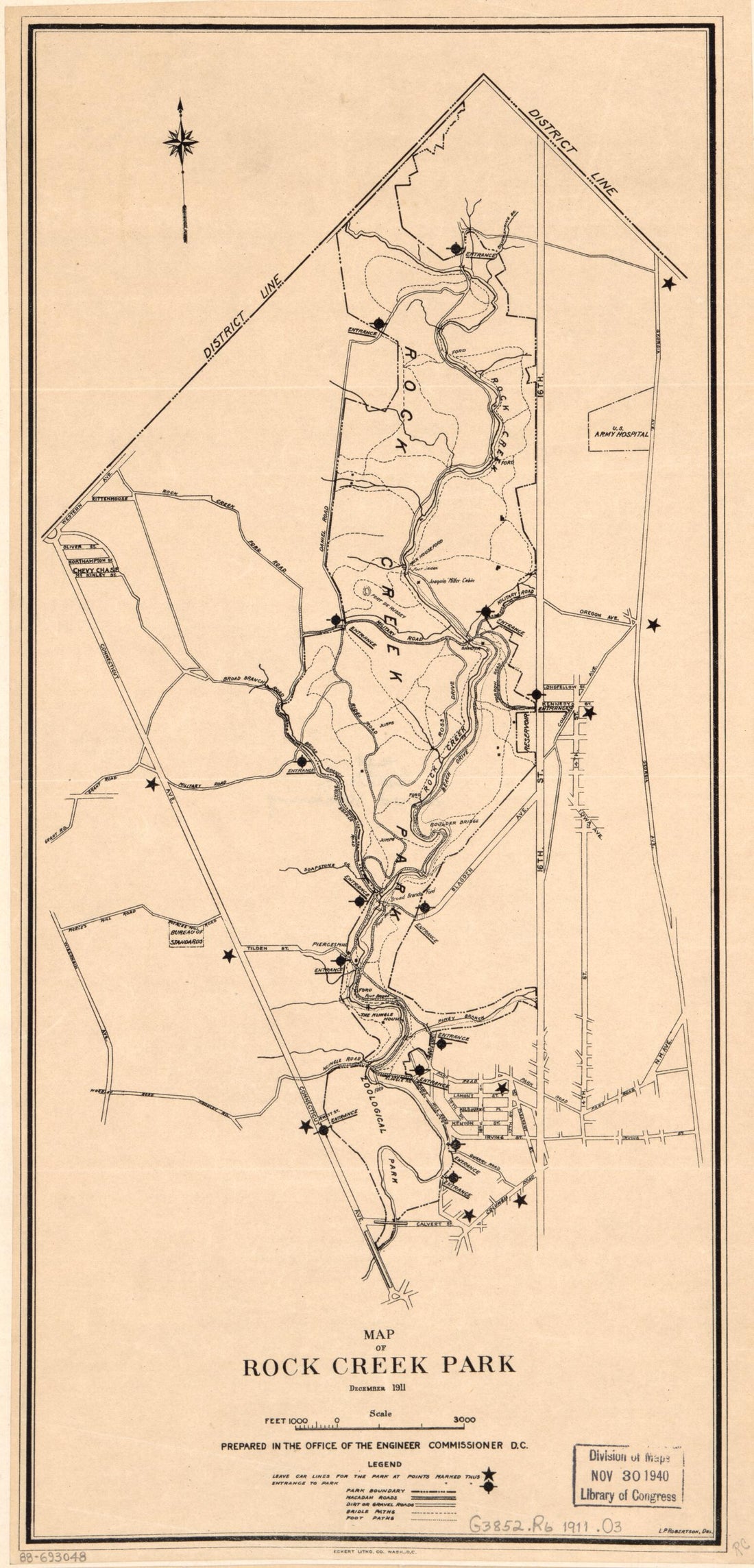 This old map of Map of Rock Creek Park : December from 1911 : Washi was created by Office of the Engineer Commissioner D.C., L. P. Robertson in 1911
