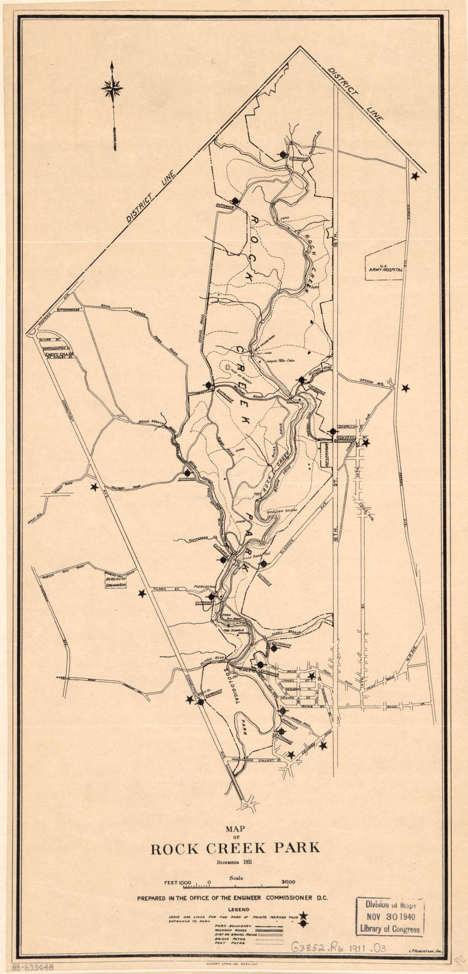 This old map of Map of Rock Creek Park : December from 1911 : Washi was created by Office of the Engineer Commissioner D.C., L. P. Robertson in 1911