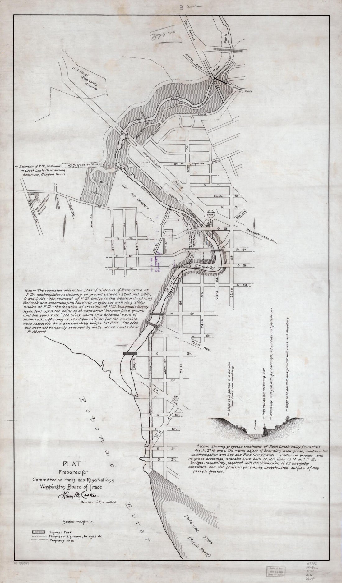 This old map of Plat Prepared for Committee On Parks and Reservations, Washington Board of Trade : Rock Creek and Potomac Parkway, Washington D.C. from 1900 was created by Henry B. Looker, Washington Board of Trade. Committee on Parks and Reservations i