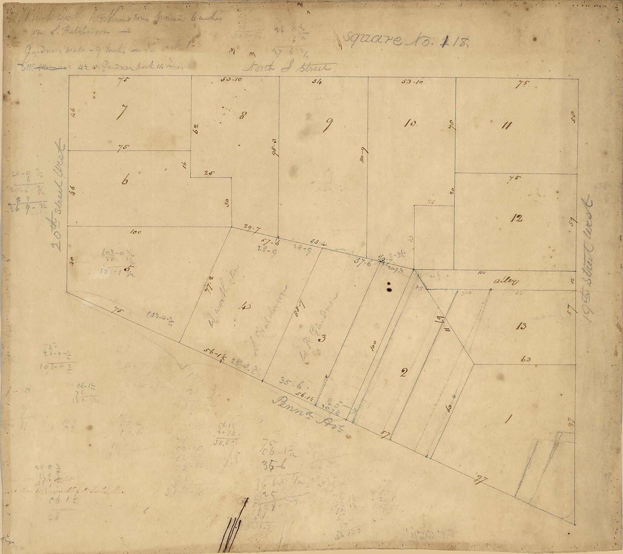 This old map of Square No. 118 : Washington D.C. from 1800 was created by Association of the Oldest Inhabitants of the District of Columbia, Henry C. Gauss in 1800