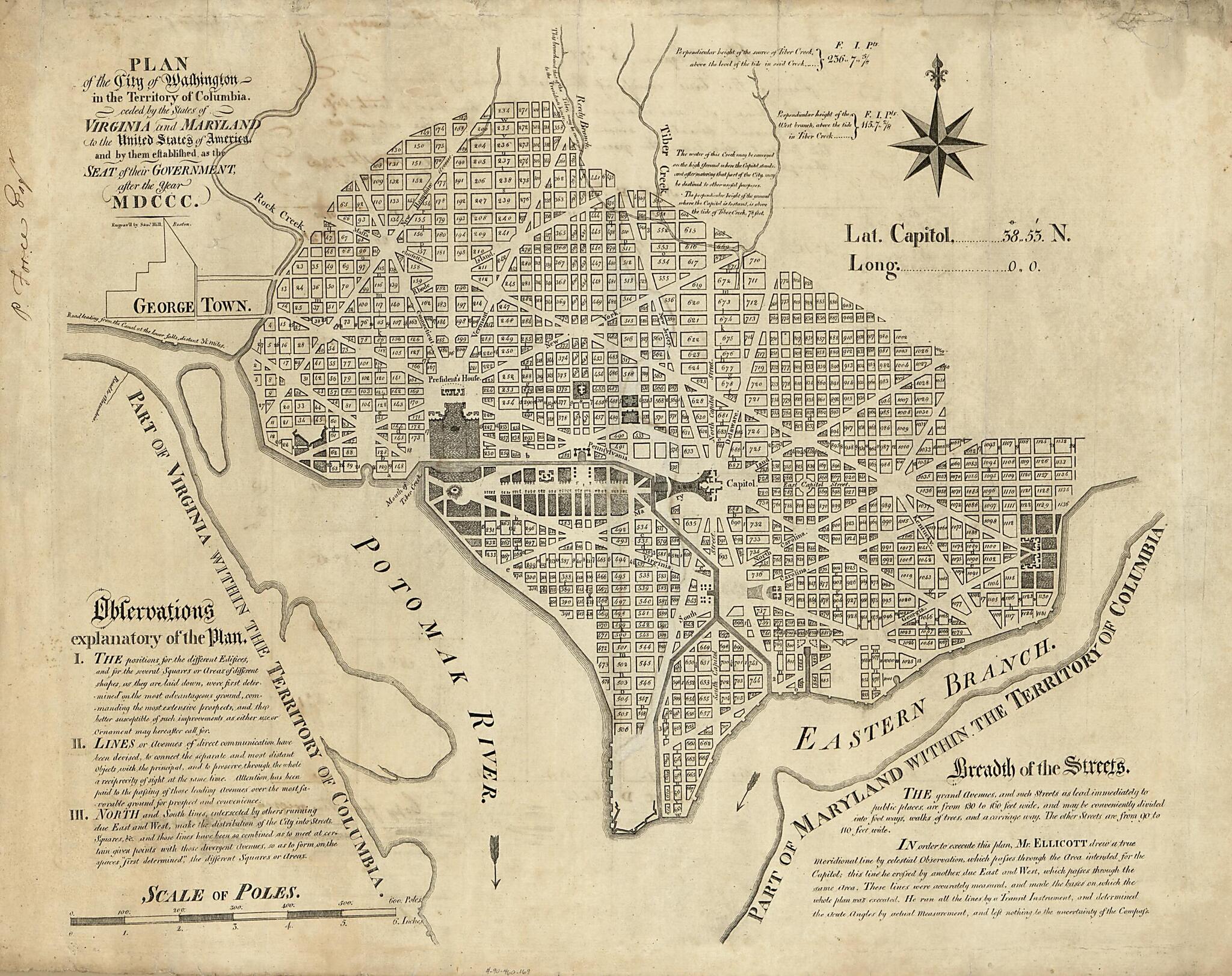 This old map of Plan of Square No. 378 : Showing the True Course of the Creek Running Through It at the Time It Was Changed In Eighteen Hundred & Twenty Six, & the Present Direction, Since the Change from 1828 was created by F. C. De Krafft, District of