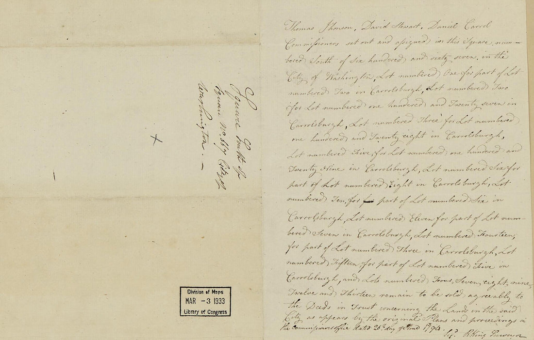 This old map of Square South of Square No. 667, City of Washington from 1799 was created by District of Columbia. Office of the Surveyor, Rt. (Robert) King in 1799