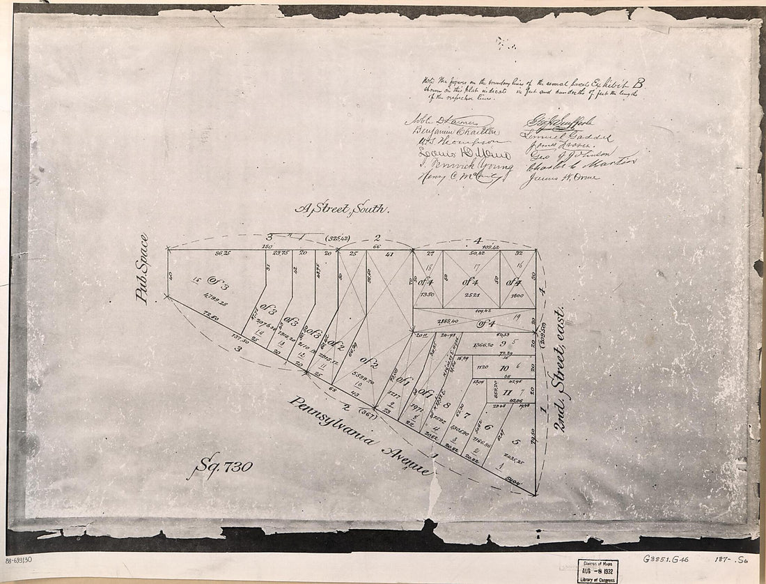 This old map of Sq. 730 : Washington D.C. from 1870 was created by in 1870