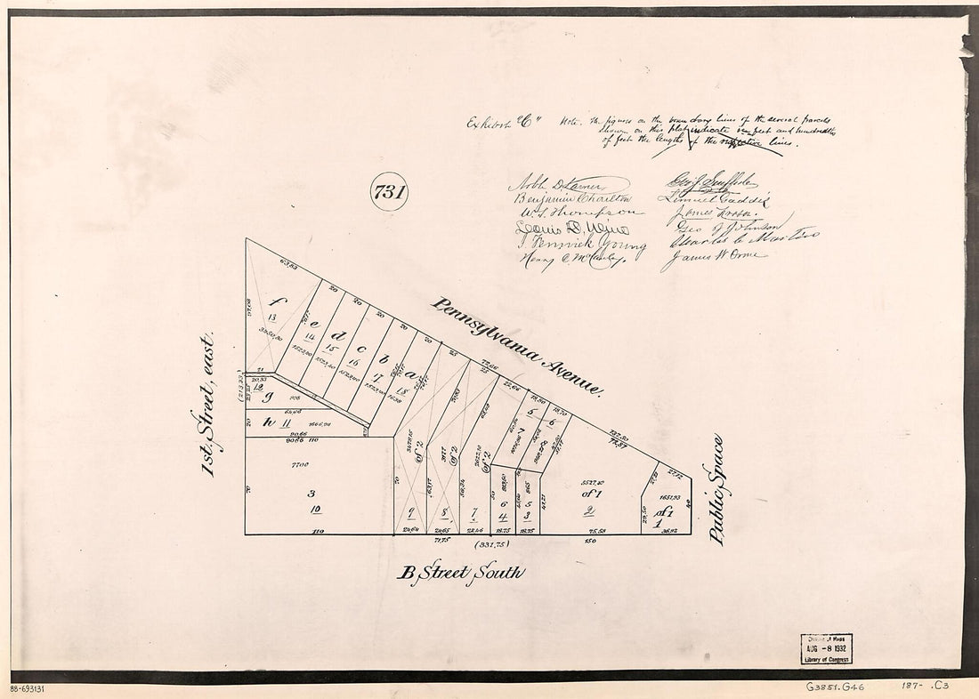 This old map of Cadastral Map of Square 731, Washington D.C. from 1870 was created by in 1870