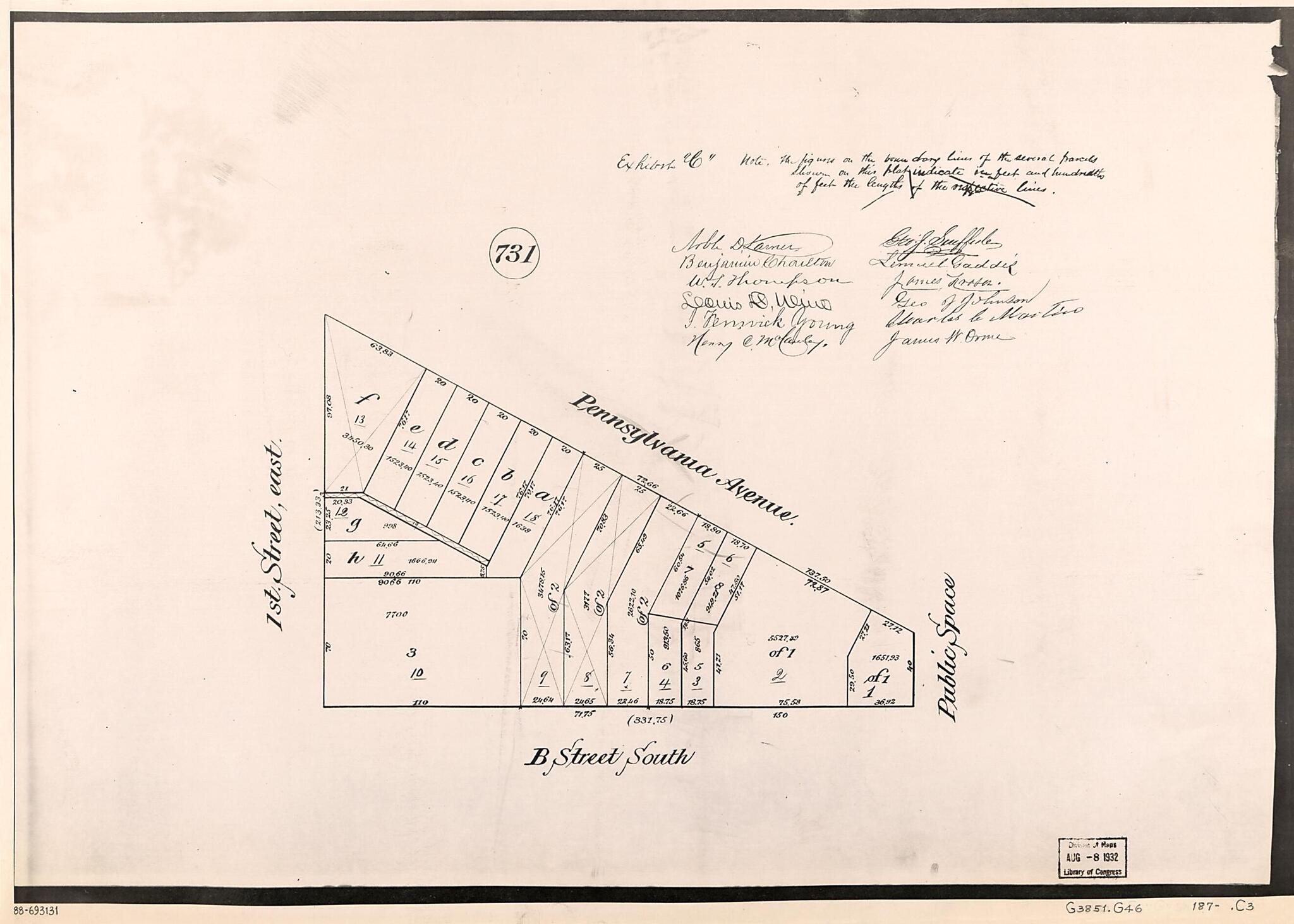 This old map of Cadastral Map of Square 731, Washington D.C. from 1870 was created by in 1870