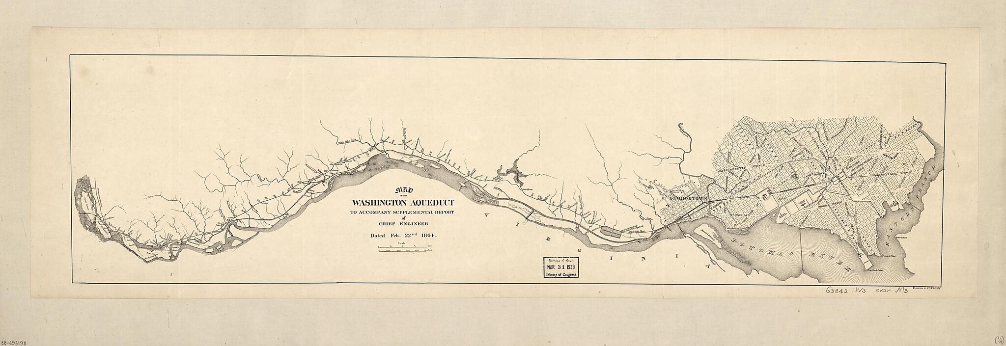 This old map of Maps of the Washington Aqueduct, Md. and Washington D.C. : to Accompany Supplemental Report of Chief Engineer Dated Feb. 22nd from 1864 was created by United States. Congress. Senate in 1864