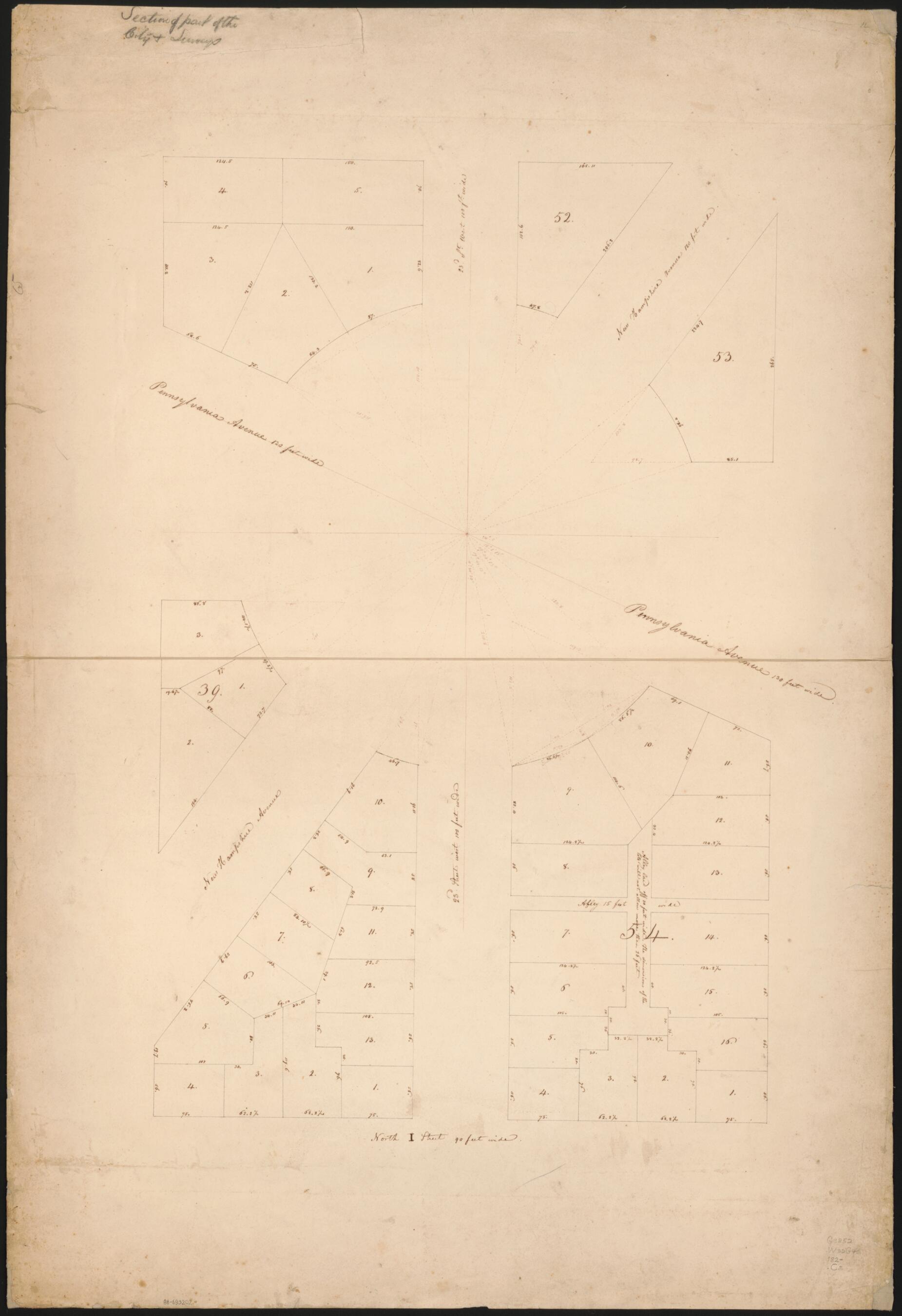 This old map of Cadastral Map of the Blocks Surrounding Washington Circle, Washington D.C. from 1820 was created by in 1820