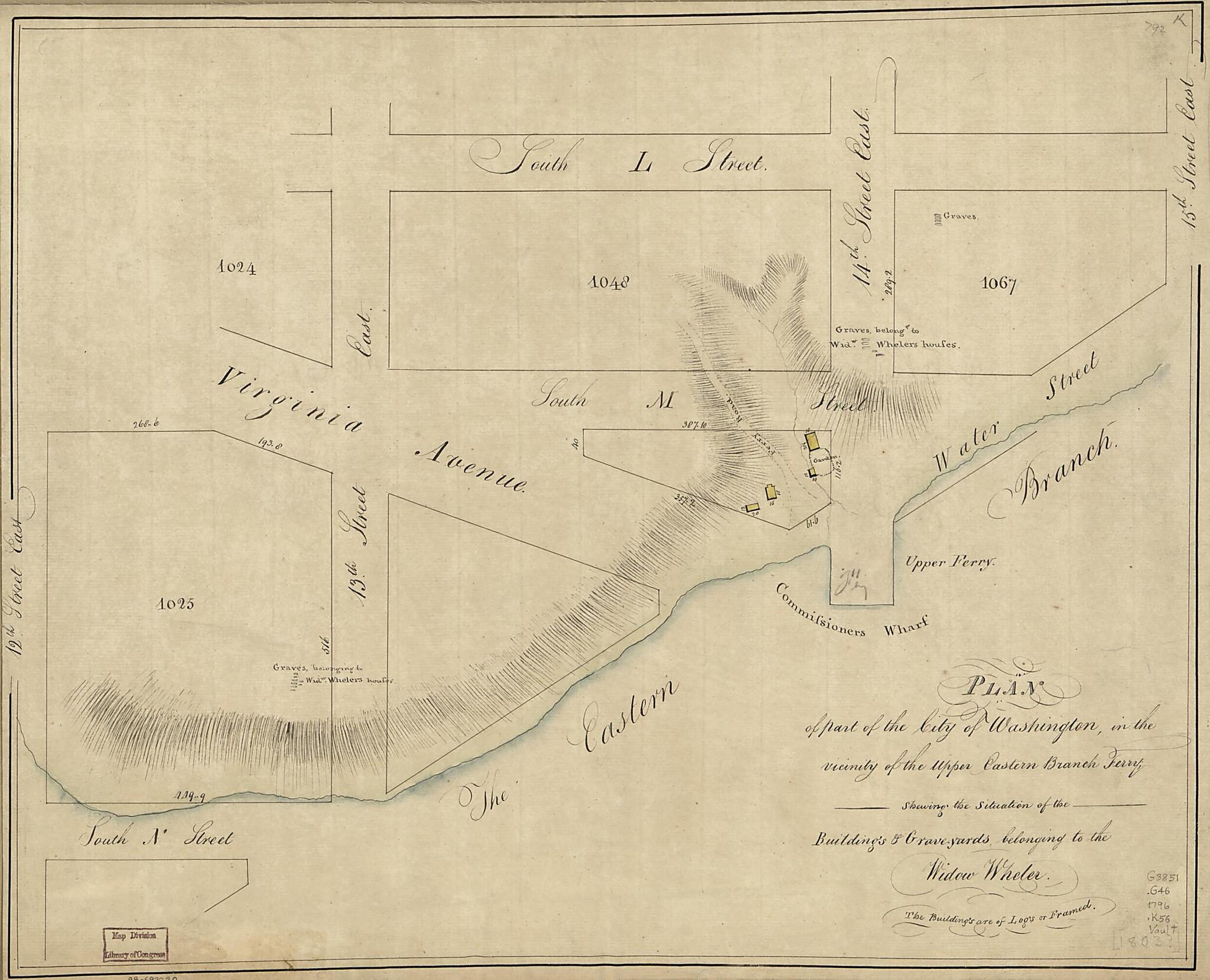 This old map of Yards Belonging to the Widow Wheler from 1796 was created by N. (Nicholas) King in 1796