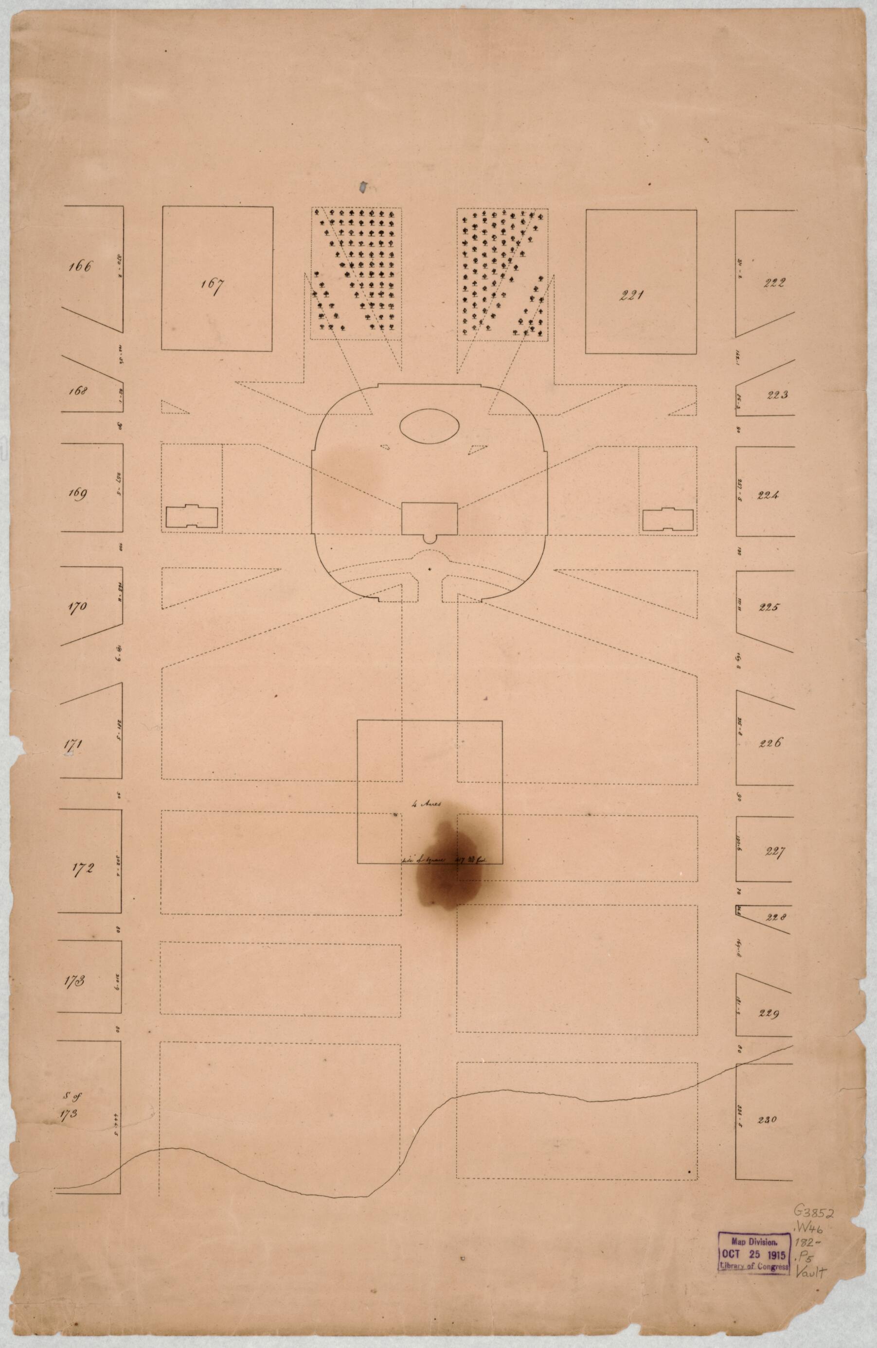 Plan of the White House Grounds, Washington D.C. 1800 by Relic Map Company