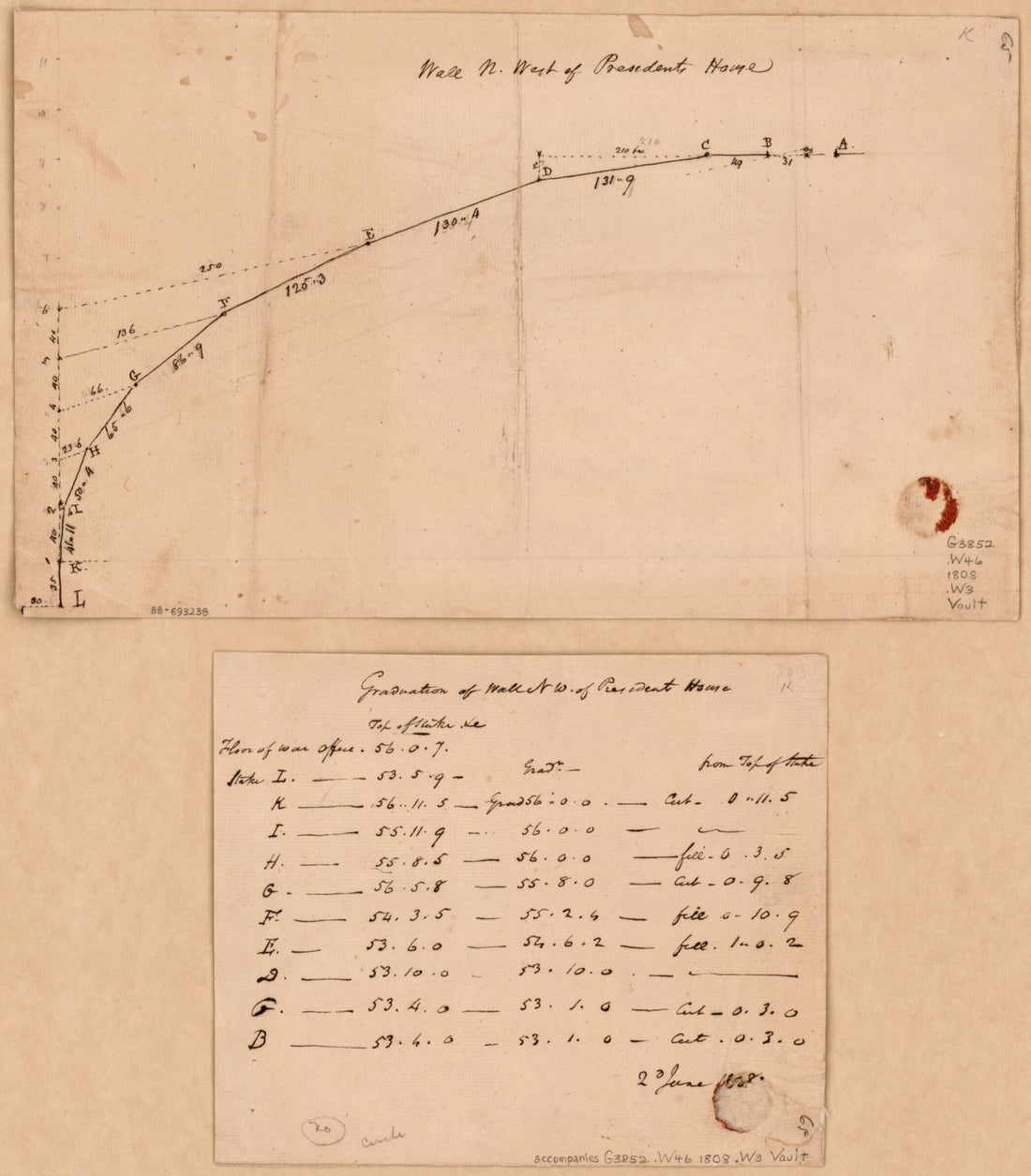 This old map of Wall N. West of Presidents House : Washington D.C. from 1808 was created by in 1808