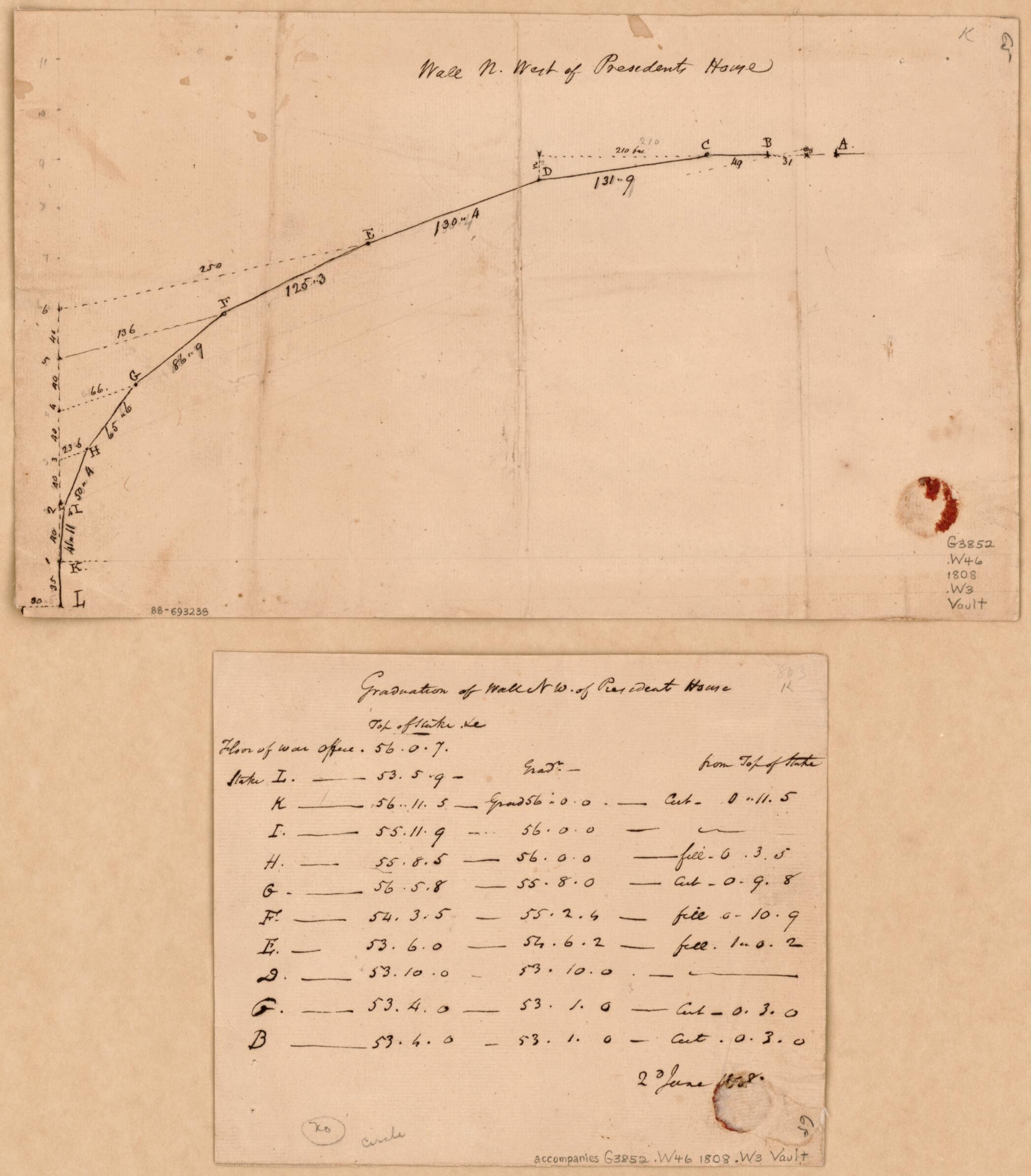This old map of Wall N. West of Presidents House : Washington D.C. from 1808 was created by in 1808