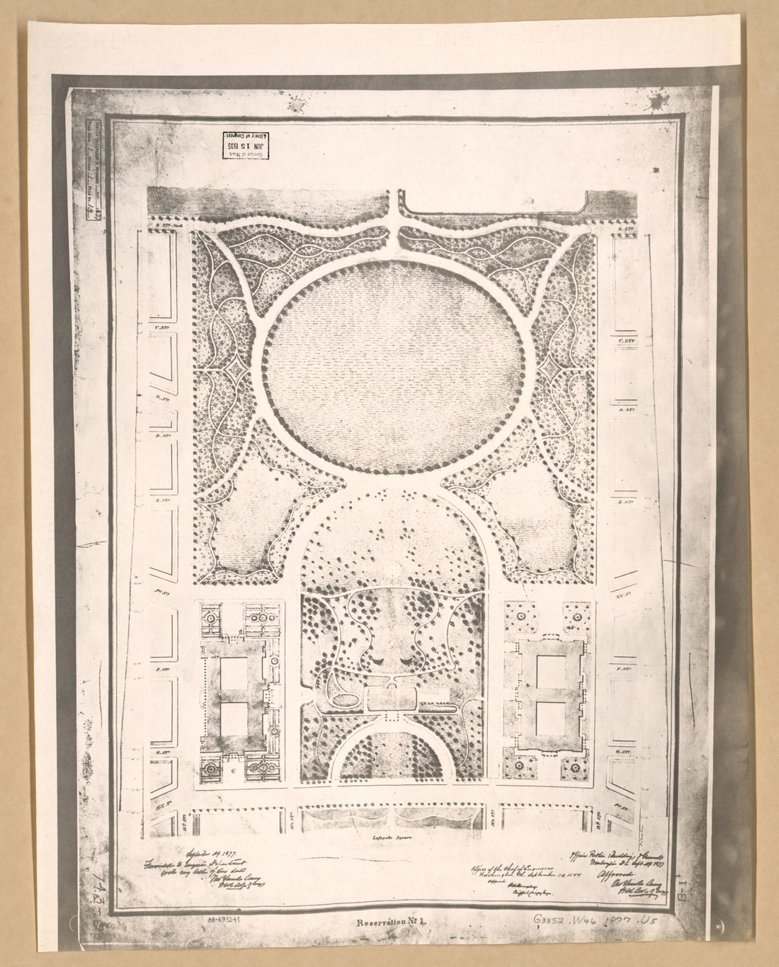 This old map of Reservation No. 1 : White House Grounds, Washington D.C. from 1877 was created by Thos. L. (Thomas Lincoln) Casey, A. A. (Andrew Atkinson) Humphreys, United States. Army. Corps of Engineers, United States. Office of Public Buildings and