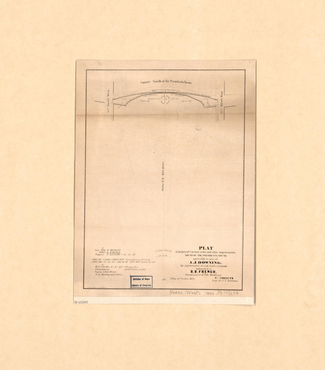 This old map of Plat of Proposed Carriage Road and Other Improvements South of the President&