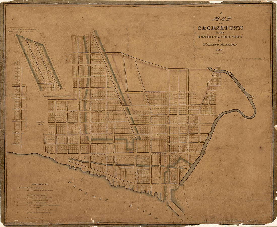 This old map of A Map of Georgetown In the District of Columbia from 1830 was created by William Bussard, William Harrison in 1830