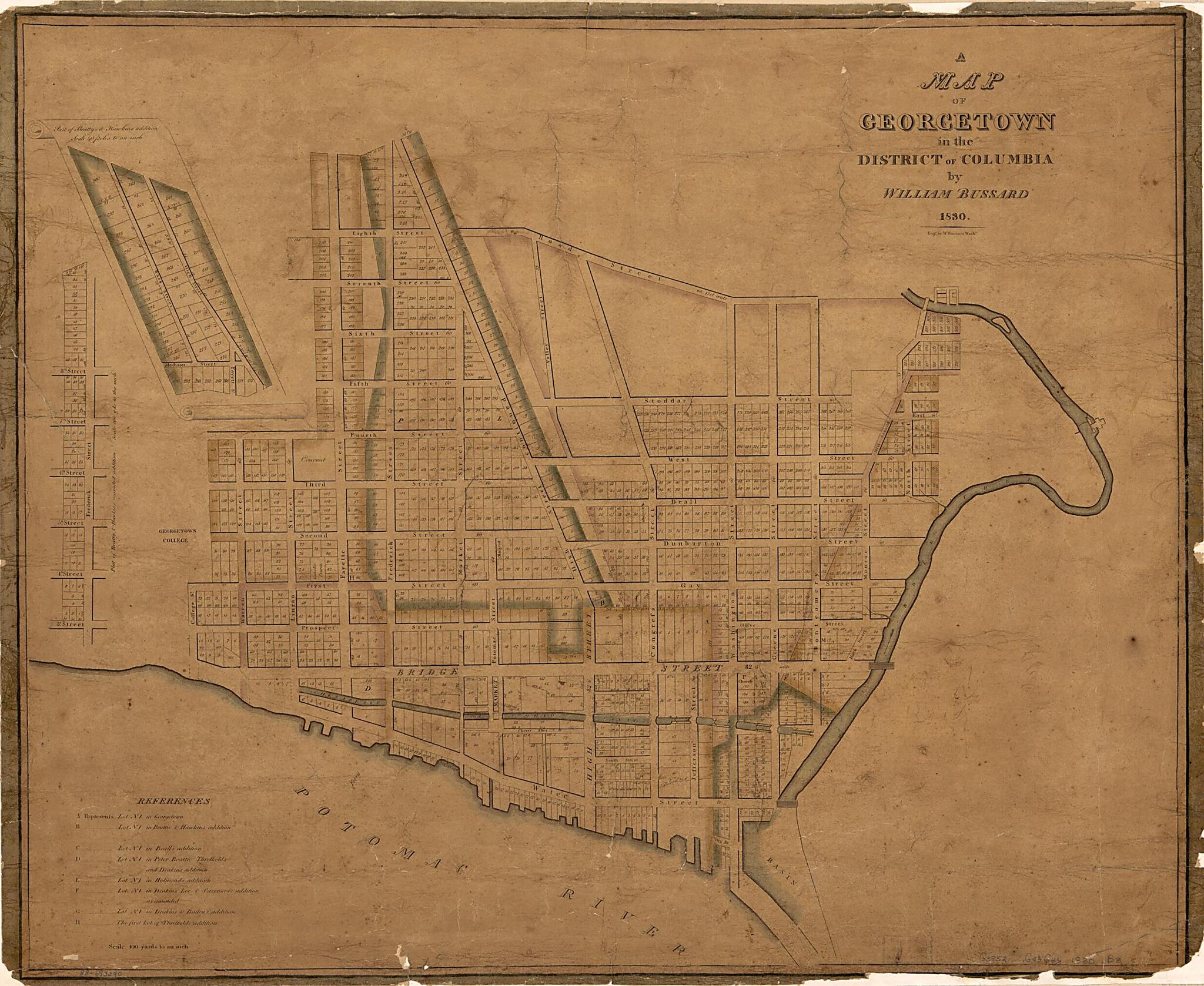 This old map of A Map of Georgetown In the District of Columbia from 1830 was created by William Bussard, William Harrison in 1830