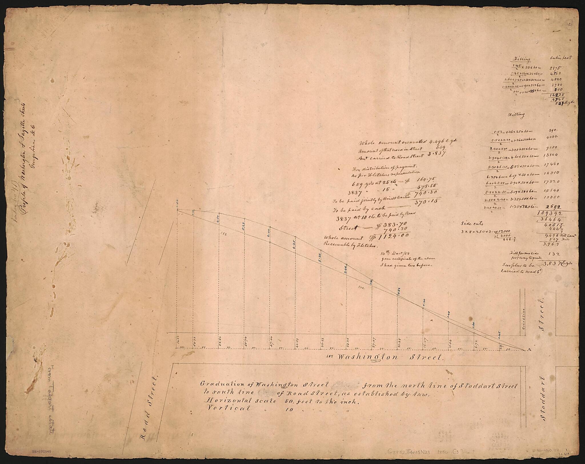 This old map of Profile of Washington & Fayette Streets, Georgetown, D.C from 1856 was created by Lewis Carbery, Hugh T. (Hugh Thomas) Taggart in 1856