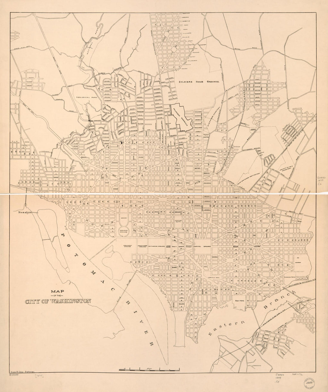 This old map of Map of the City of Washington from 1899 was created by Chas. D. (Charles D.) Cole in 1899