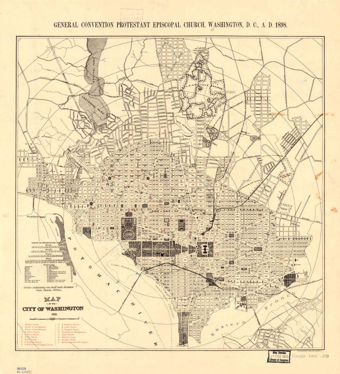 This old map of Map of the City of Washington from 1898 was created by Episcopal Church. General Convention, Norris Peters Co in 1898