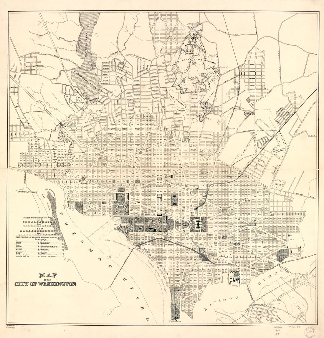 This old map of Map of the City of Washington from 1898 was created by District of Columbia, Norris Peters Co in 1898