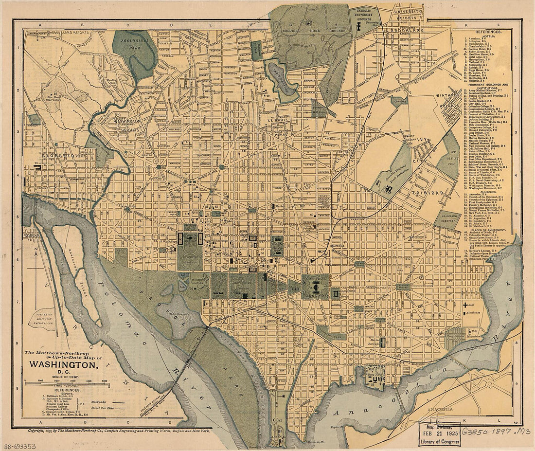 This old map of Northrup Up-to-date Map of Washington, D.C from 1897 was created by Northrup Company in 1897