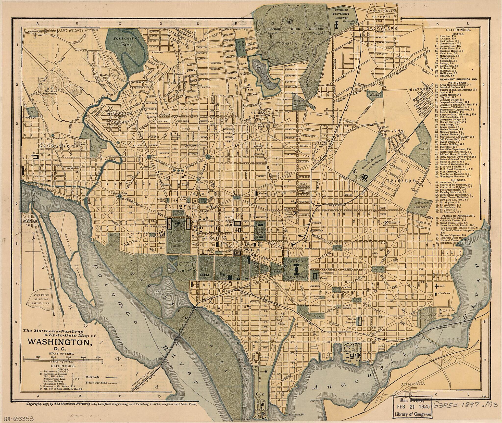 This old map of Northrup Up-to-date Map of Washington, D.C from 1897 was created by Northrup Company in 1897