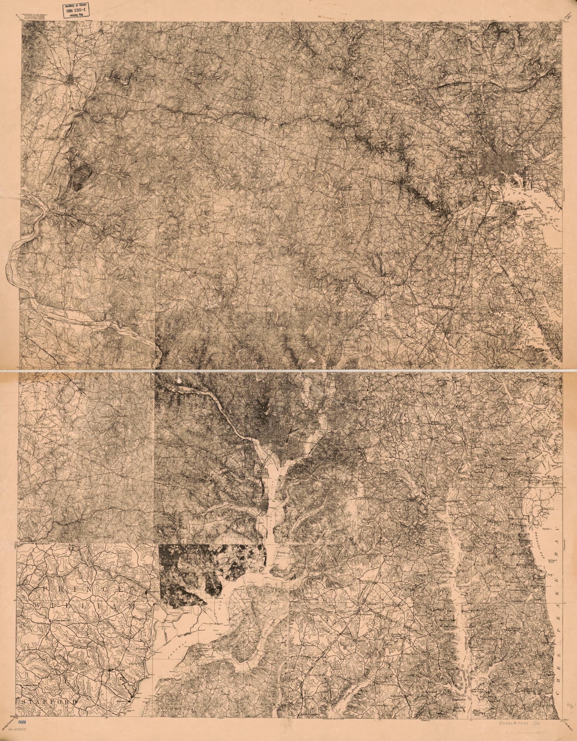 This old map of Topographic Map of Washington D.C. Region from 1895 was created by Geological Survey (U.S.) in 1895