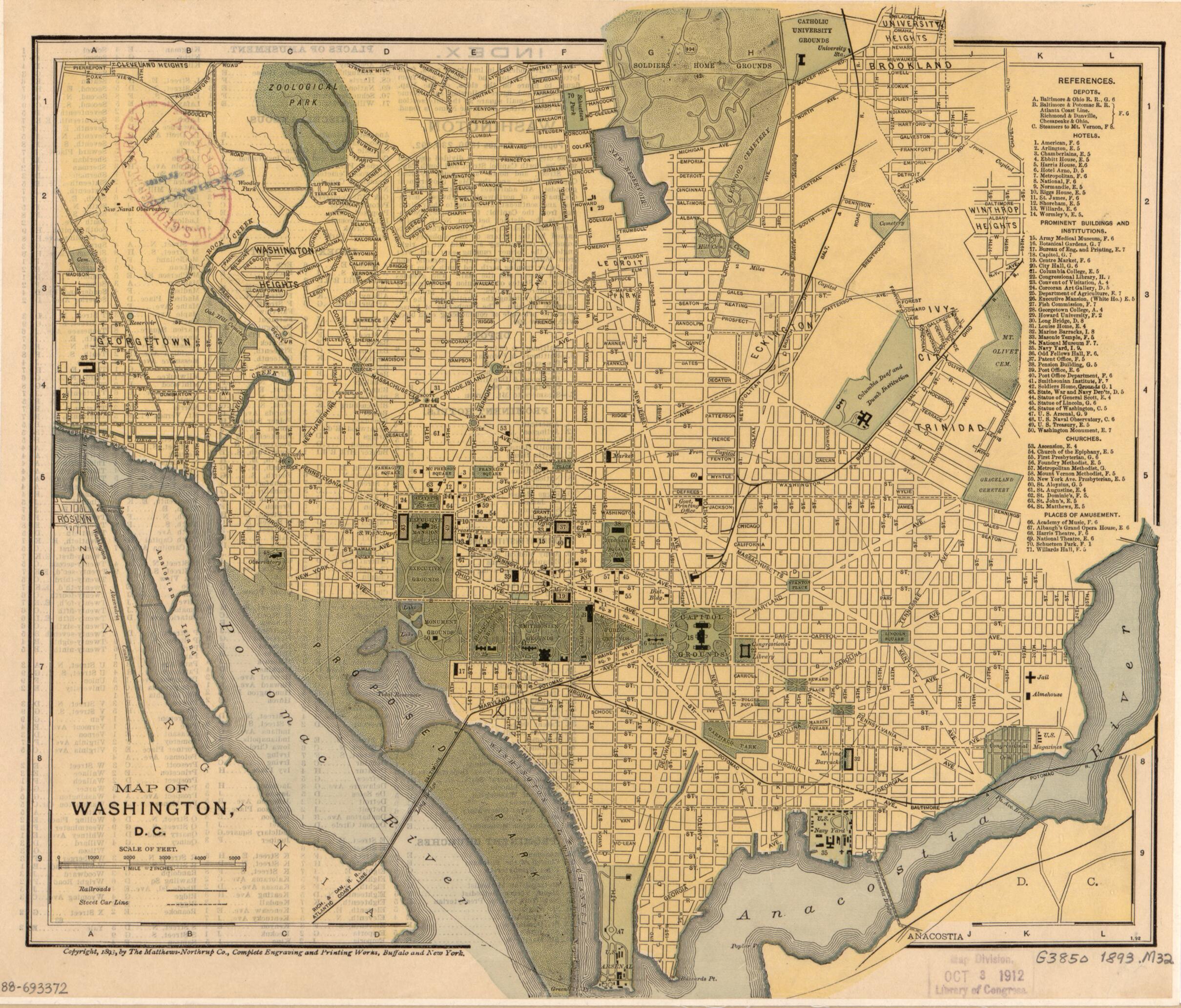 This old map of Map of Washington, D.C from 1893 was created by Northrup Company in 1893