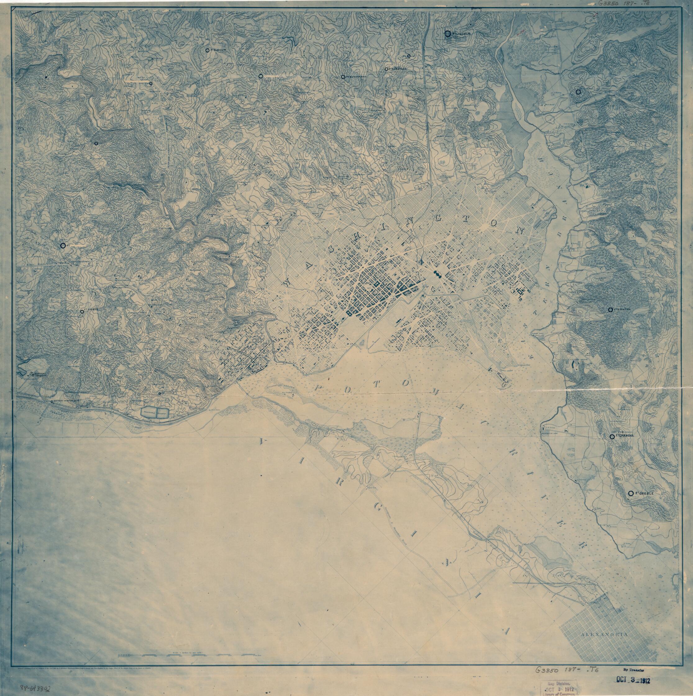 This old map of Topographical Map of the District of Columbia Showing Civil War Forts from 1870 was created by in 1870