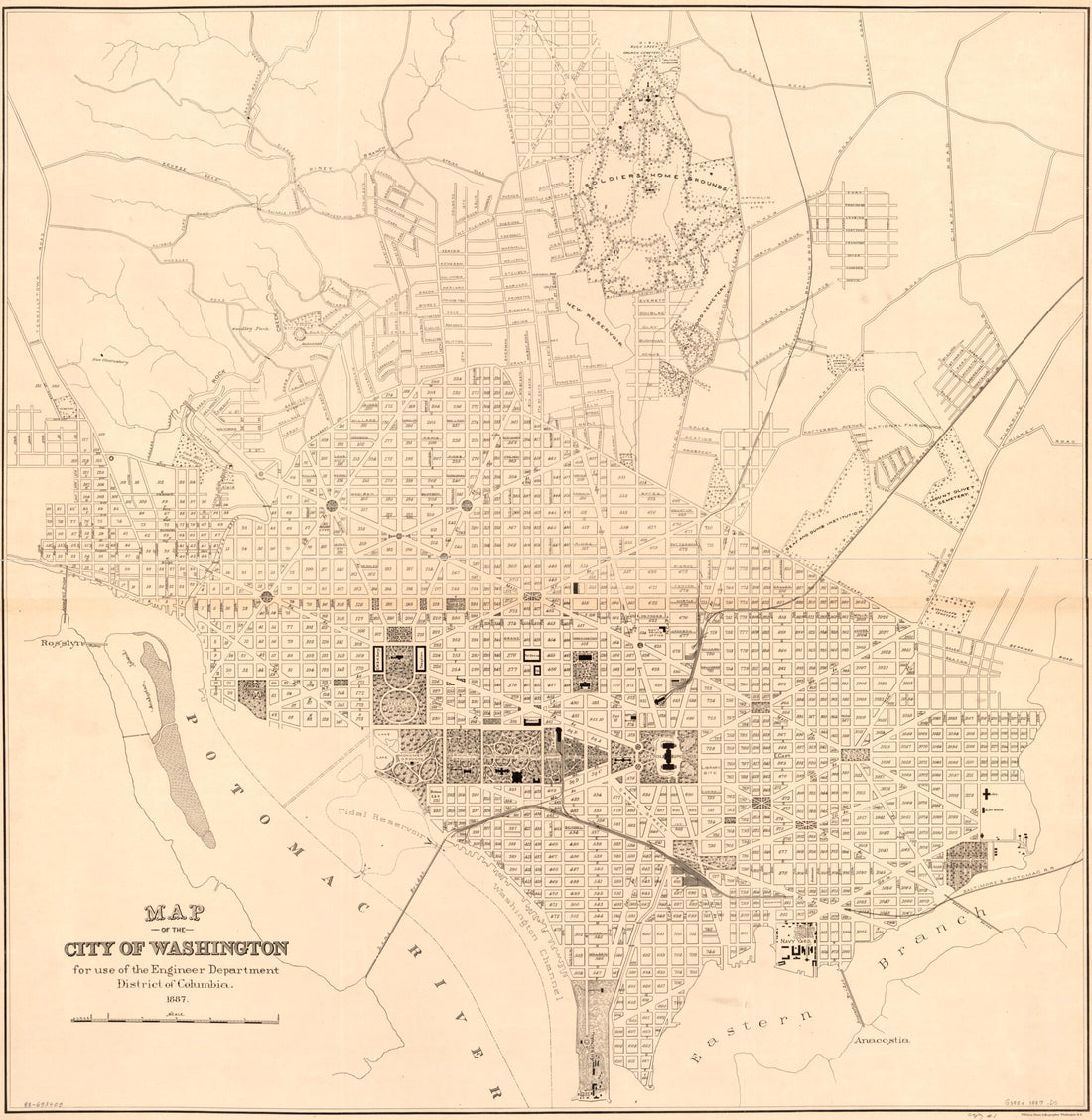 This old map of Map of the City of Washington : for Use of the Engineer Department, District of Columbia from 1887 was created by District of Columbia. Engineer Department, N. (Norris) Peters in 1887