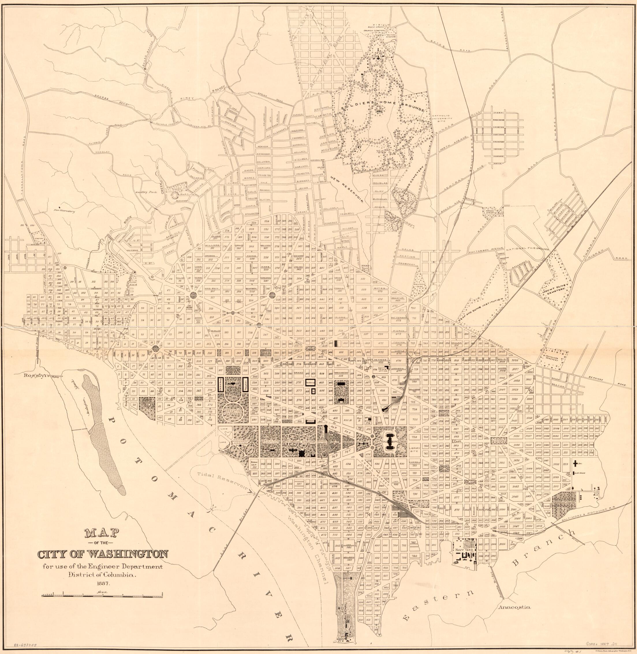 This old map of Map of the City of Washington : for Use of the Engineer Department, District of Columbia from 1887 was created by District of Columbia. Engineer Department, N. (Norris) Peters in 1887