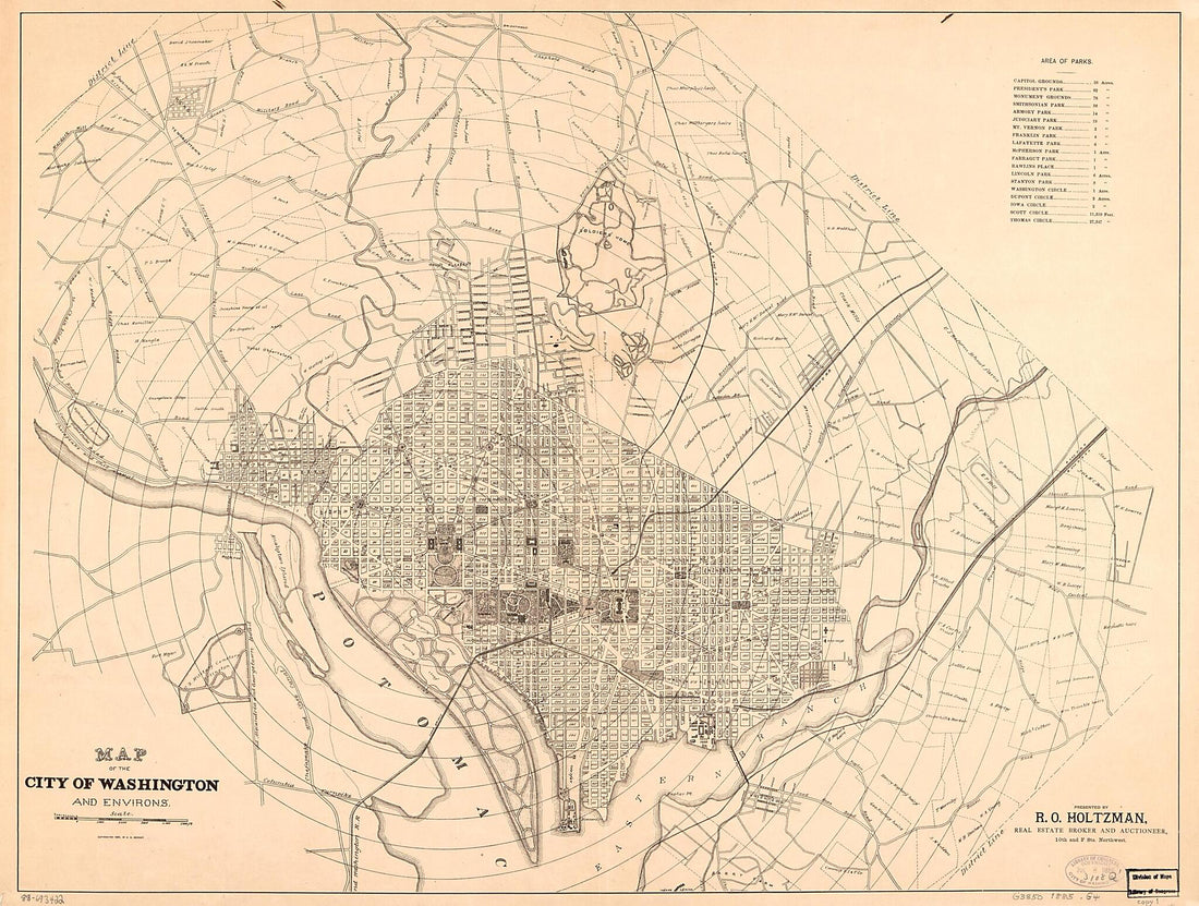 This old map of Map of the City of Washington and Environs from 1885 was created by A. G. Gedney, R. O. Holtzman in 1885