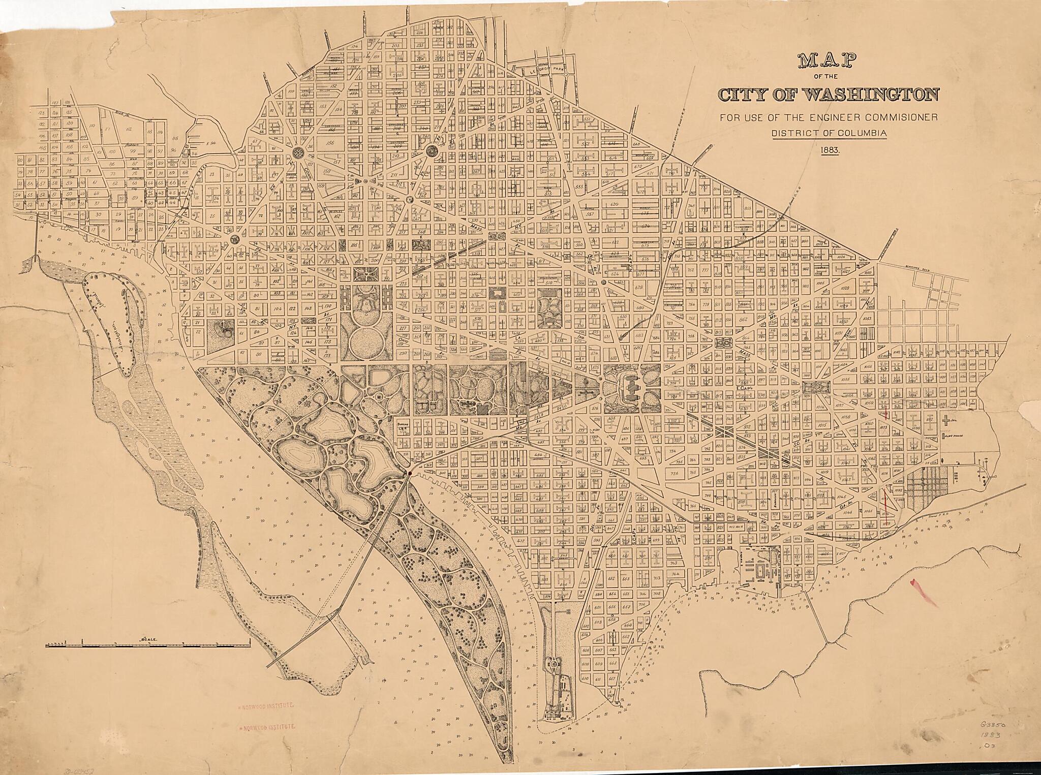 This old map of Map of the City of Washington : for Use of the Engineer Commissioner, District of Columbia from 1883 was created by Office of the Engineer Commissioner D.C. in 1883