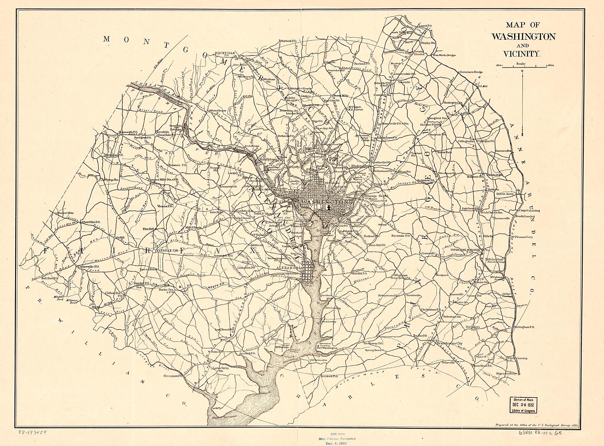 Map of Washington and Vicinity 1882 by Relic Map Company