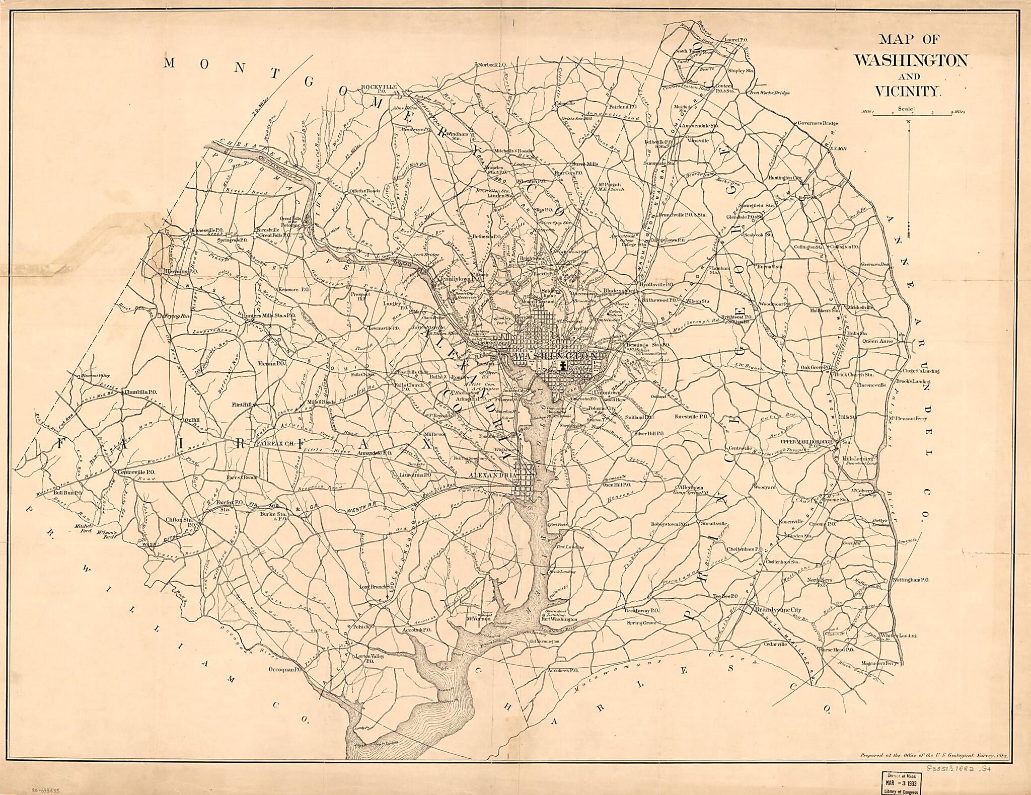 Map of Washington and Vicinity 1882 by Relic Map Company