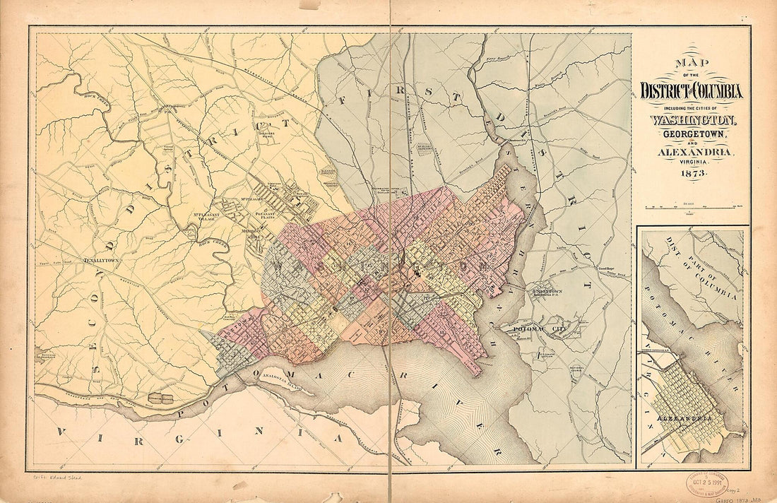 This old map of Map of the District of Columbia Including the Cities of Washington, Georgetown, and Alexandria, Virginia from 1873 was created by in 1873