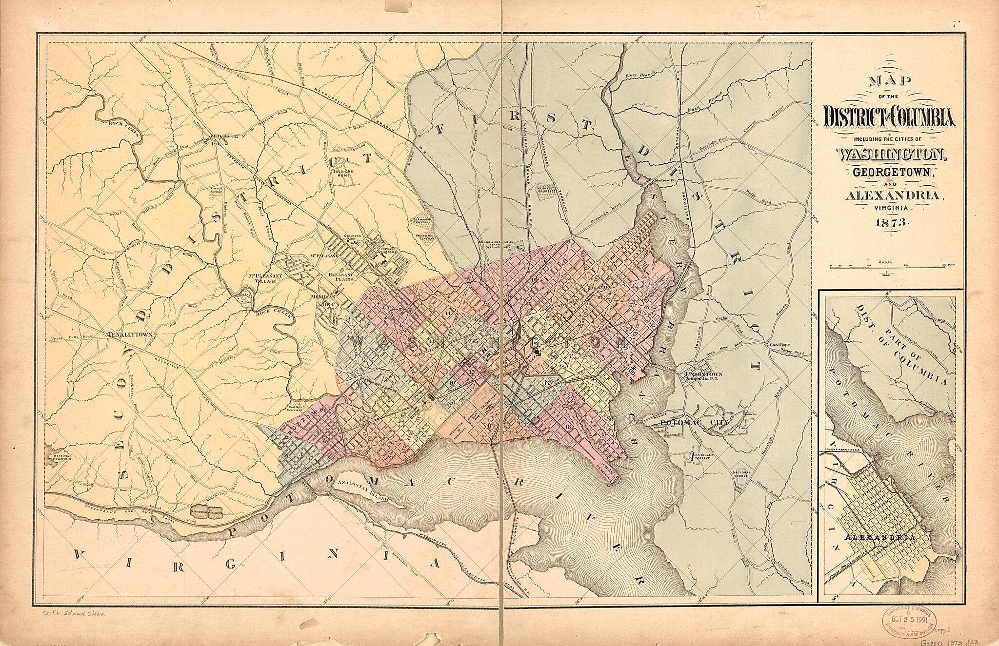 This old map of Map of the District of Columbia Including the Cities of Washington, Georgetown, and Alexandria, Virginia from 1873 was created by in 1873