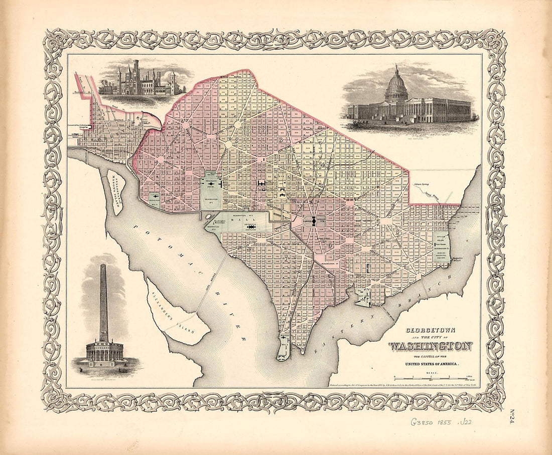 This old map of Georgetown and the City of Washington : the Capital of the United States of America from 1855 was created by J.H. Colton & Co in 1855