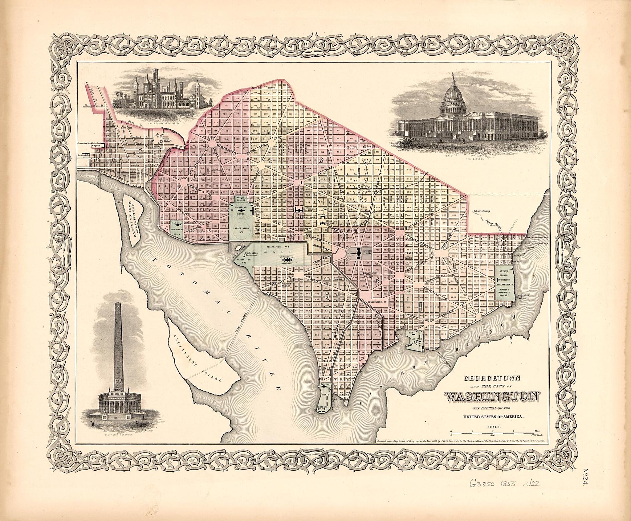 This old map of Georgetown and the City of Washington : the Capital of the United States of America from 1855 was created by J.H. Colton & Co in 1855