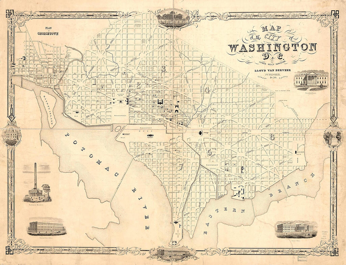 This old map of Map of the City of Washington D.C from 1850 was created by James Keily, Lloyd Van Derveer in 1850