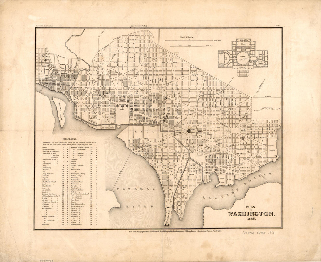 This old map of Plan Von Washington from 1845 was created by in 1845