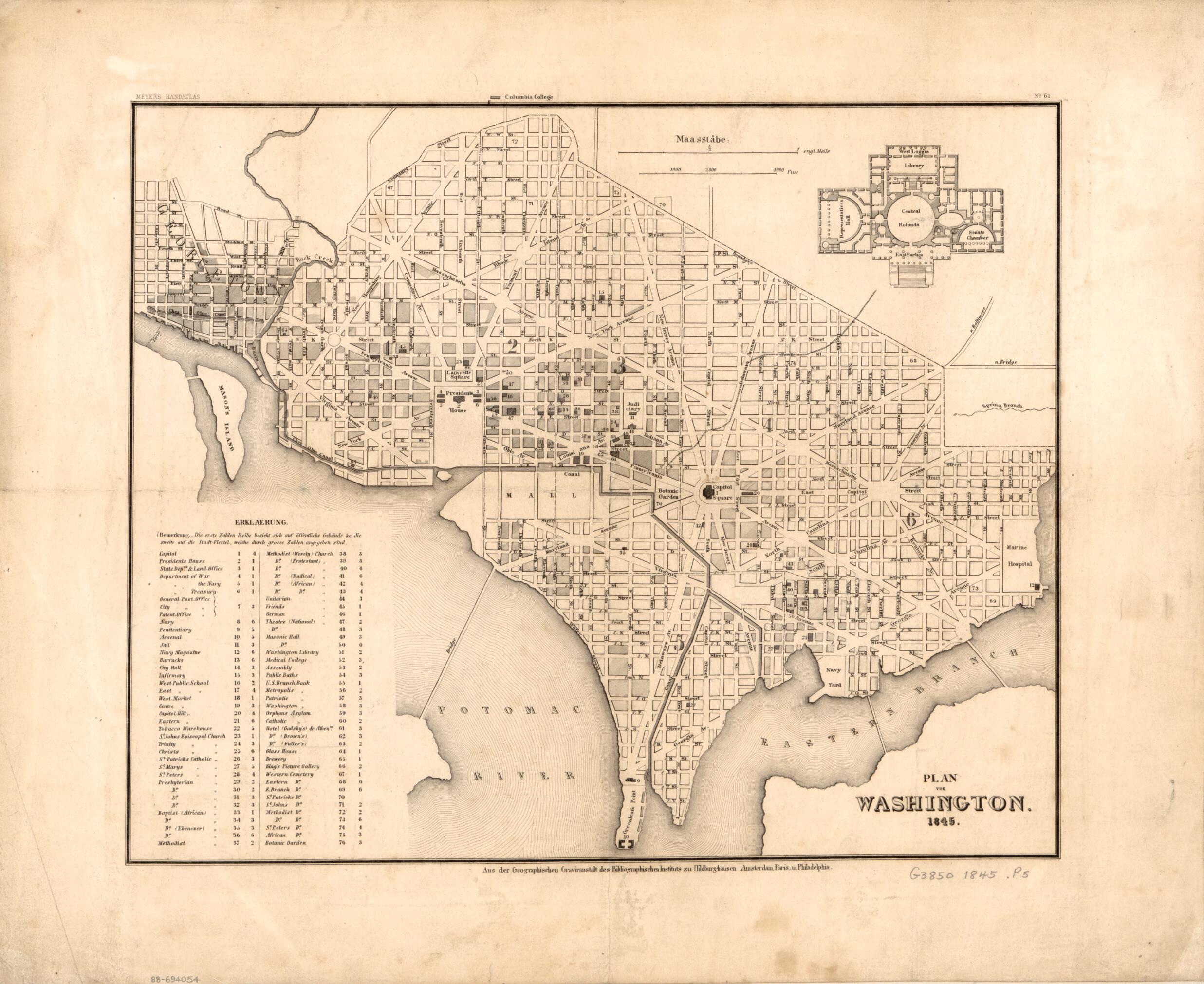 This old map of Plan Von Washington from 1845 was created by in 1845