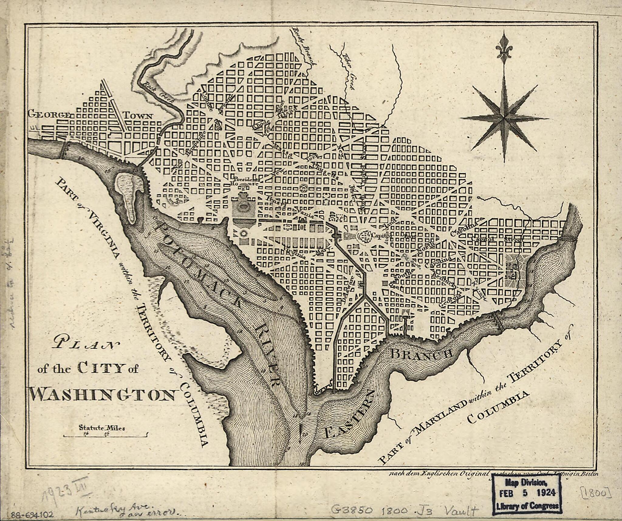 This old map of Plan of the City of Washington from 1800 was created by Karl Jaettnig in 1800