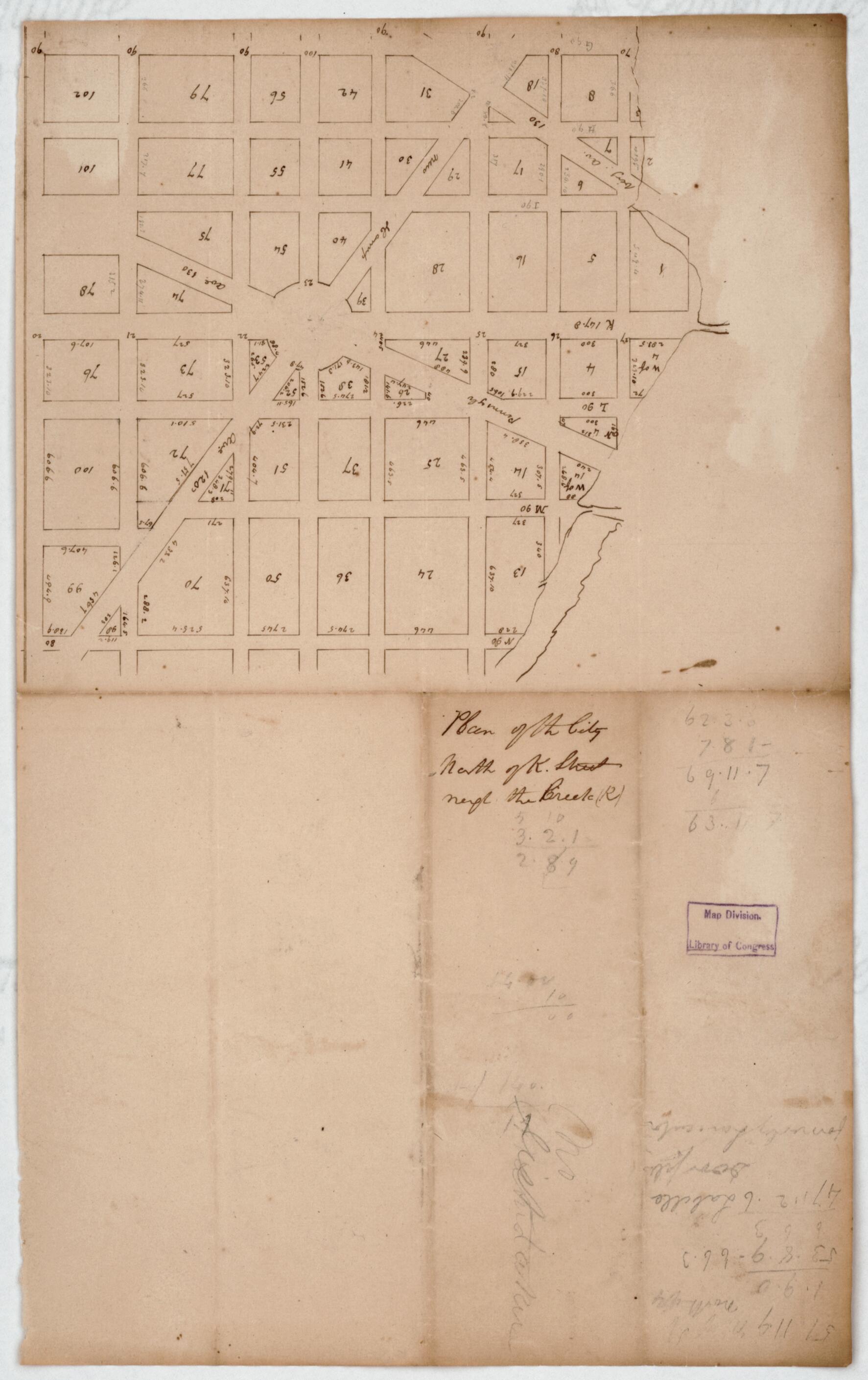This old map of Plan of the City North of K Street Next the Creek (R) : West End, N.W. Washington D.C. from 1800 was created by in 1800