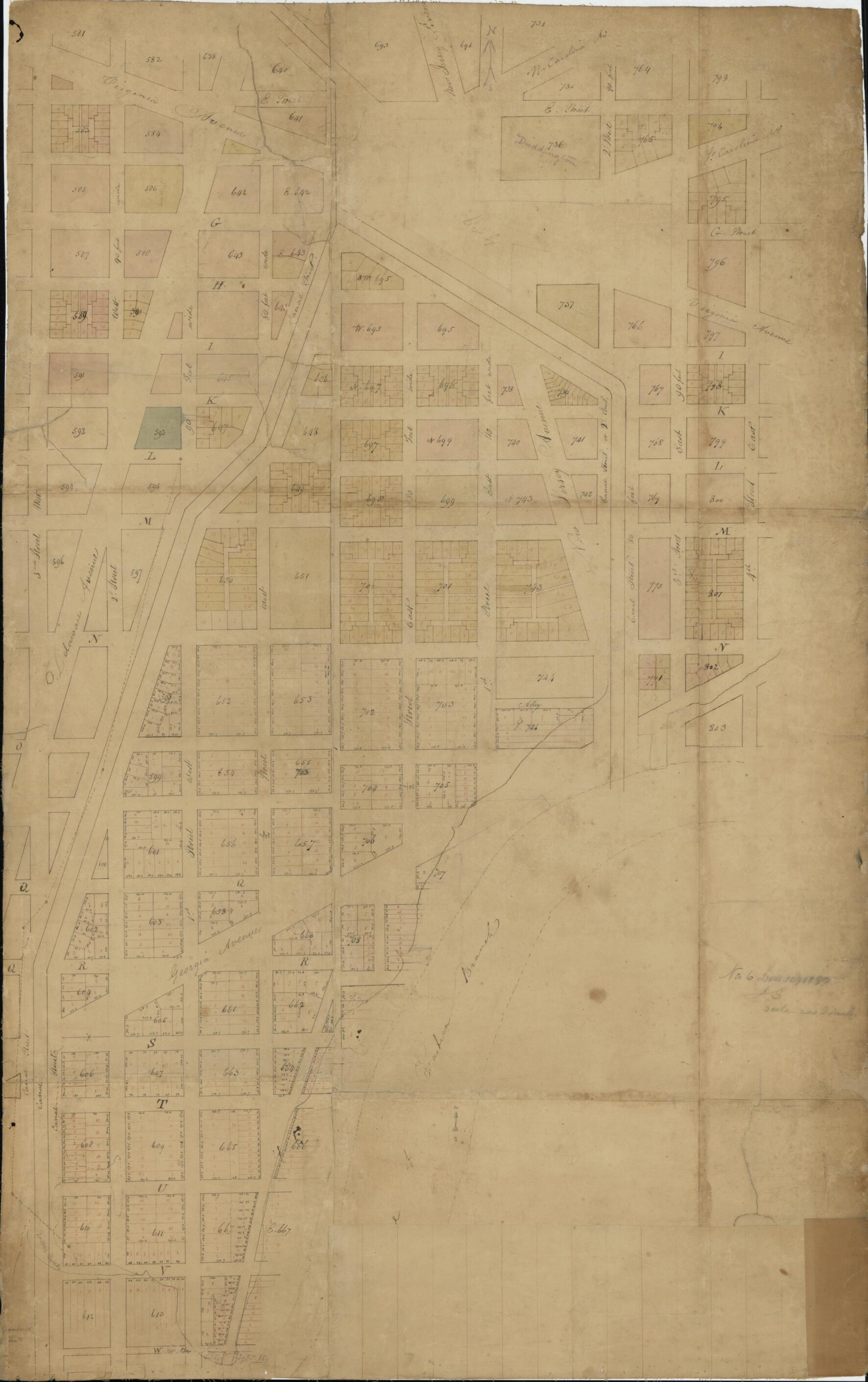 This old map of 16th Plan from E Street South to W and from 3d West to 4th Street East : Washington D.C. from 1798 was created by Association of the Oldest Inhabitants of the District of Columbia, Henry C. Gauss in 1798