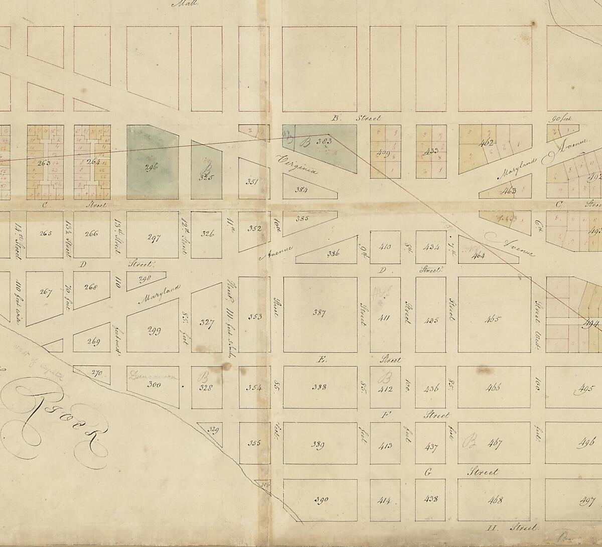 This old map of Partial Cadastral Map of the Area Immediately South of the Mall, S.W. Washington D.C. from 1794 was created by  Association of the Oldest Inhabitants of the District of Columbia, Henry C. Gauss, Rt. (Robert) King in 1794