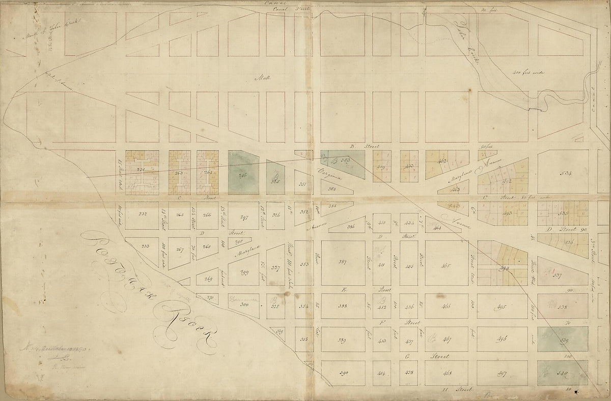 Partial Cadastral Map of the Area Immediately South of the Mall, S.W. Washington D.C. 1794 by Relic Map Company