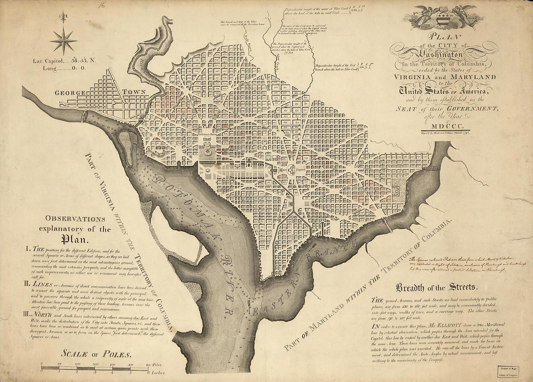 This old map of Plan of the City of Washington In the Territory of Columbia : Ceded by the States of Virginia and Maryland to the United States of America, and by Them Established As the Seat of Their Government, After the Year MDCCC from 1792 was create