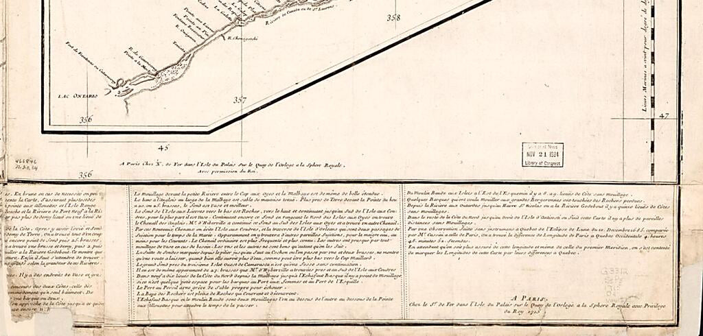 This old map of De La Grande Rivière De Canada : Appellée Par Les Europeens De St. Laurens from 1715 was created by  Deshayes, Nicolas De Fer in 1715
